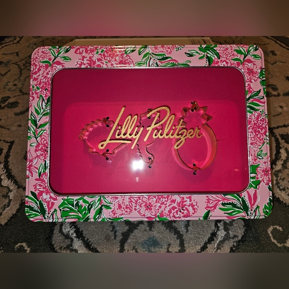 G.W.P. Lilly Pulitzer Cookie Exchange Box Tin Cookie Cutters Cookie Bags 💚💗 - Picture 2 of 4